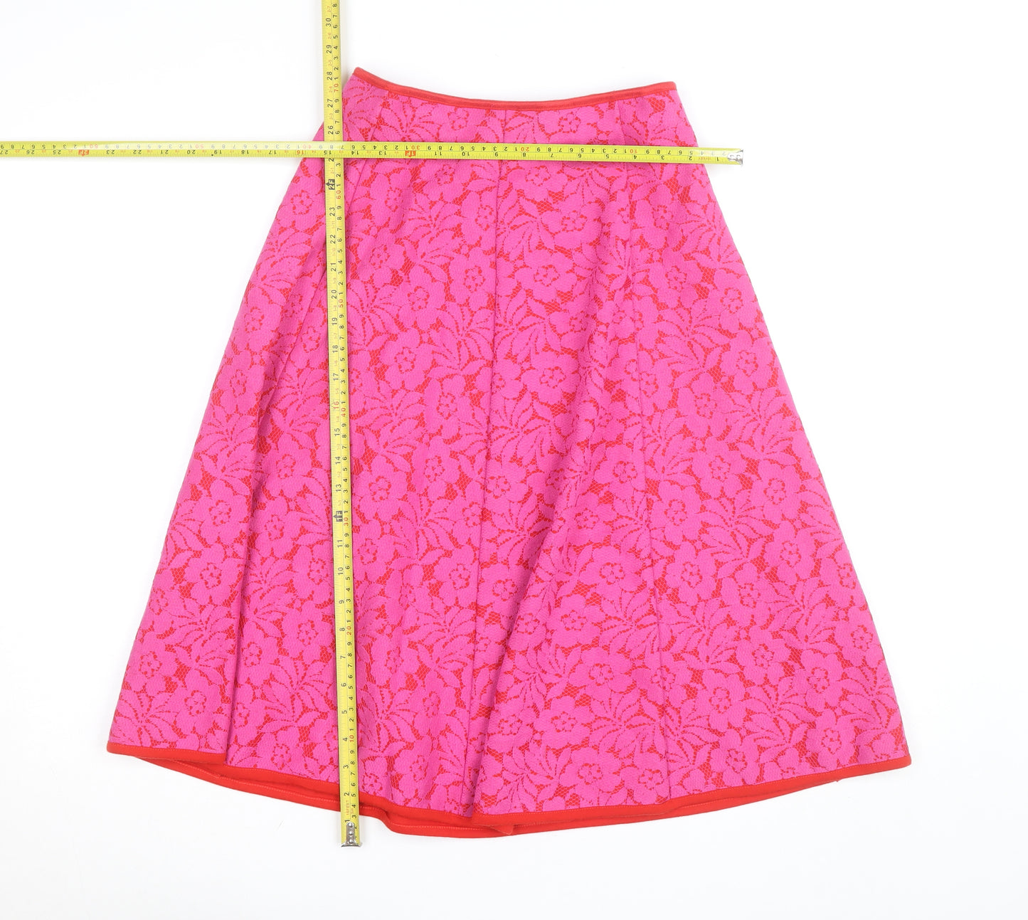 Savida Women's Pink Floral Lace A-Line Knee Length Skirt Size S