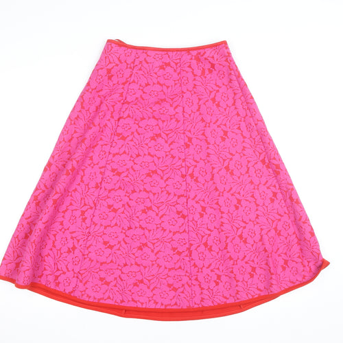 Savida Women's Pink Floral Lace A-Line Knee Length Skirt Size S