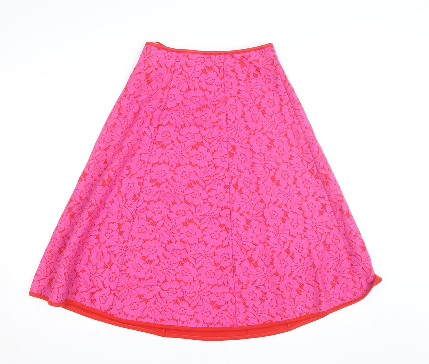 Savida Women's Pink Floral Lace A-Line Knee Length Skirt Size S