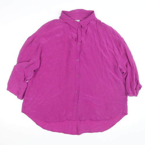 Maeve Women's Purple Rayon Tunic Blouse L 3/4 Sleeve Collared