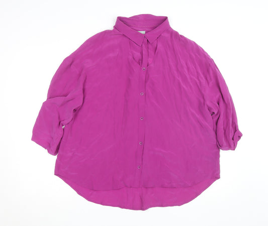 Maeve Women's Purple Rayon Tunic Blouse L 3/4 Sleeve Collared