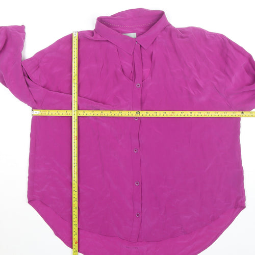 Maeve Women's Purple Rayon Tunic Blouse L 3/4 Sleeve Collared