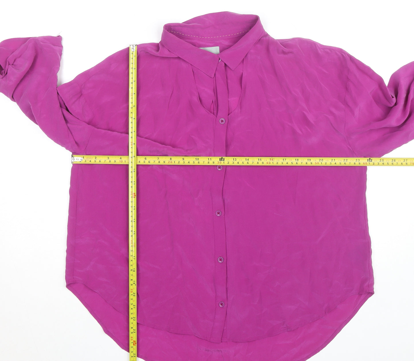 Maeve Women's Purple Rayon Tunic Blouse L 3/4 Sleeve Collared