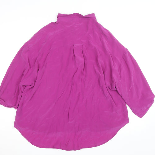 Maeve Women's Purple Rayon Tunic Blouse L 3/4 Sleeve Collared