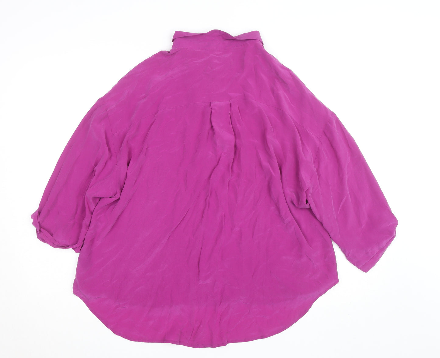 Maeve Women's Purple Rayon Tunic Blouse L 3/4 Sleeve Collared