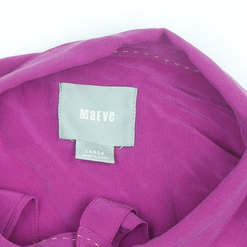 Maeve Women's Purple Rayon Tunic Blouse L 3/4 Sleeve Collared