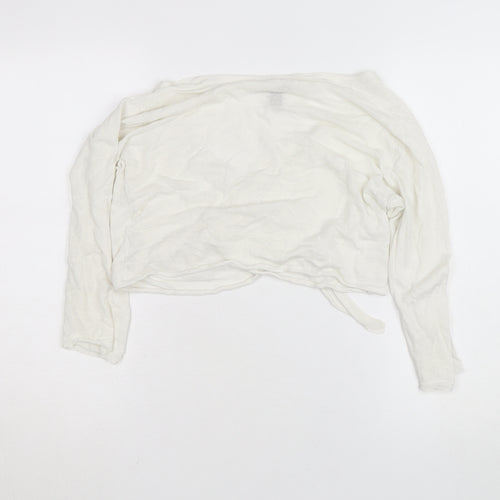 DKNY Women’s Ivory Linen Cotton Wrap Jumper Petite S
