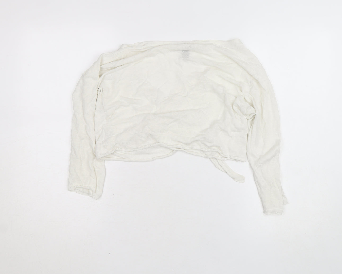 DKNY Women’s Ivory Linen Cotton Wrap Jumper Petite S