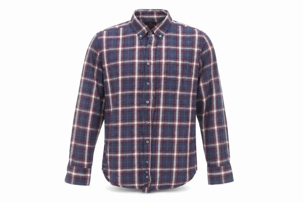 Simon Carter Men's Blue Checked Cotton Button-Down Shirt L