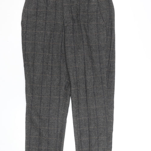 Farbo Men's Grey Wool Blend Checked Dress Trousers 34R