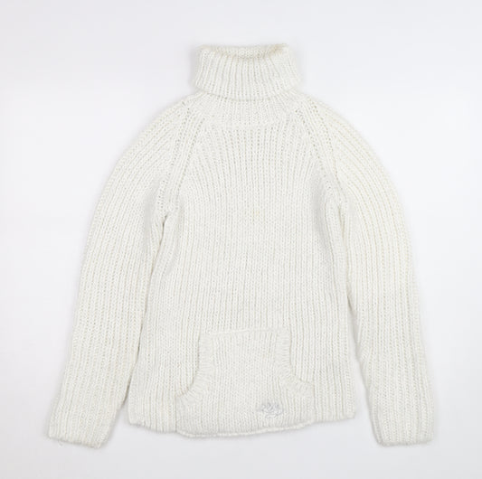Roxy Women’s White Chunky Knit Roll Neck Jumper Size M