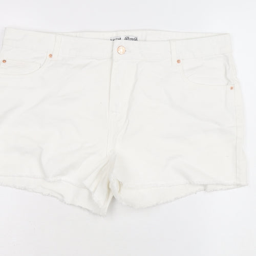 Denim Co Women White Cotton Cut-Off Shorts Size 16