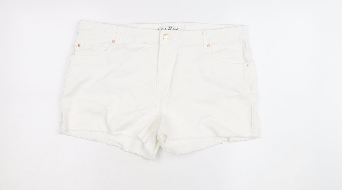 Denim Co Women White Cotton Cut-Off Shorts Size 16