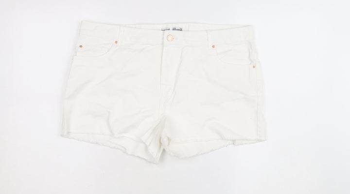 Denim Co Women White Cotton Cut-Off Shorts Size 16