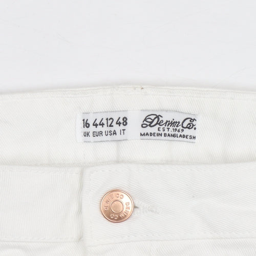 Denim Co Women White Cotton Cut-Off Shorts Size 16