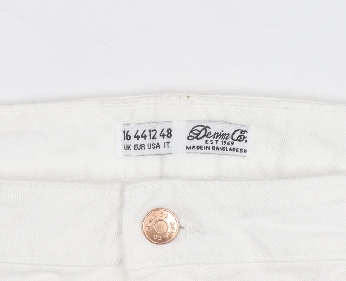 Denim Co Women White Cotton Cut-Off Shorts Size 16