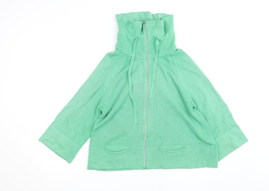 Augusta Women Green Full Zip High Neck Cotton Knit Jumper M