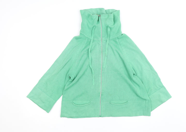 Augusta Women Green Full Zip High Neck Cotton Knit Jumper M