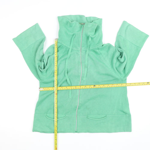 Augusta Women Green Full Zip High Neck Cotton Knit Jumper M