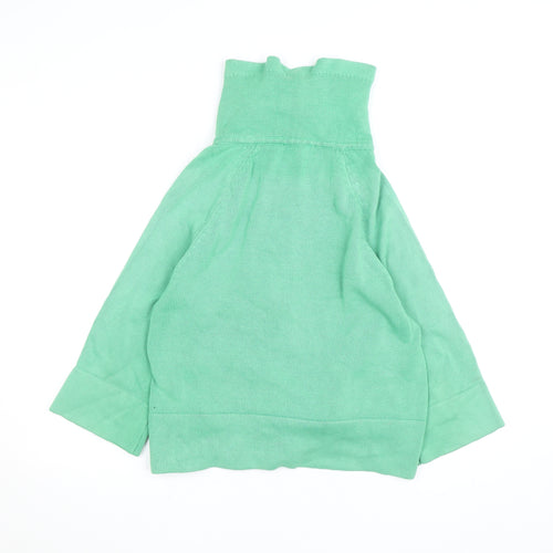 Augusta Women Green Full Zip High Neck Cotton Knit Jumper M