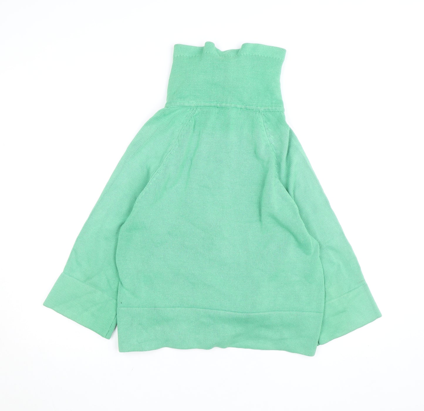 Augusta Women Green Full Zip High Neck Cotton Knit Jumper M