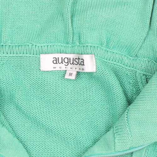 Augusta Women Green Full Zip High Neck Cotton Knit Jumper M