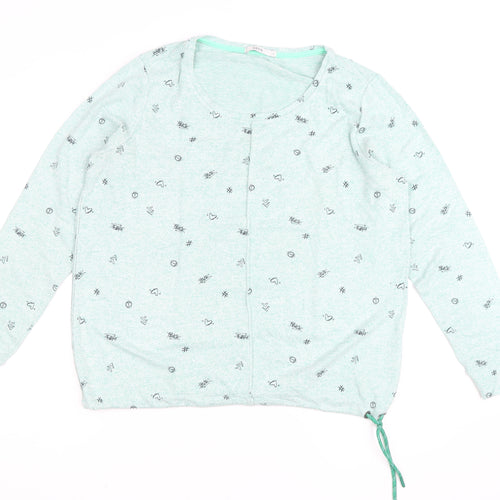 Cecil Womens Green Scoop Neck Long Sleeve Graphic Pullover Jumper Size L