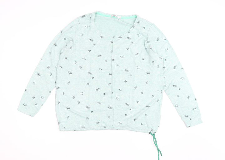 Cecil Womens Green Scoop Neck Long Sleeve Graphic Pullover Jumper Size L