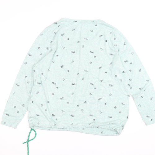 Cecil Womens Green Scoop Neck Long Sleeve Graphic Pullover Jumper Size L