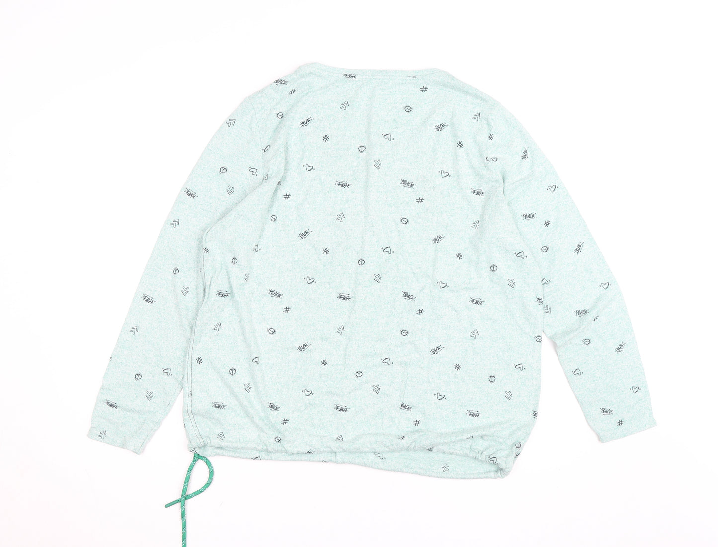 Cecil Womens Green Scoop Neck Long Sleeve Graphic Pullover Jumper Size L