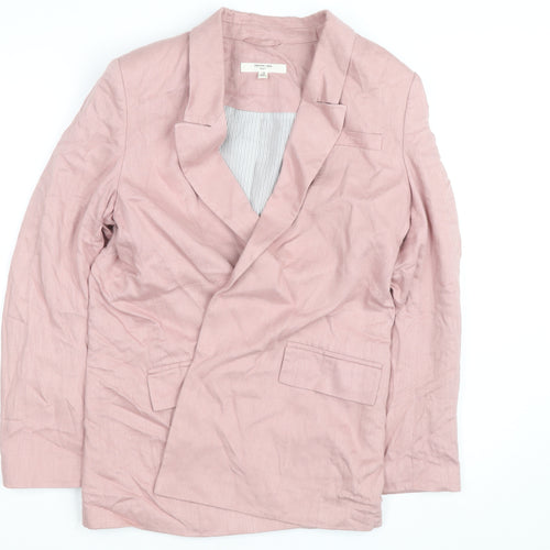 Next Women Pink Linen Blend Single-Breasted Blazer UK 10