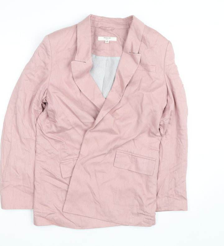 Next Women Pink Linen Blend Single-Breasted Blazer UK 10