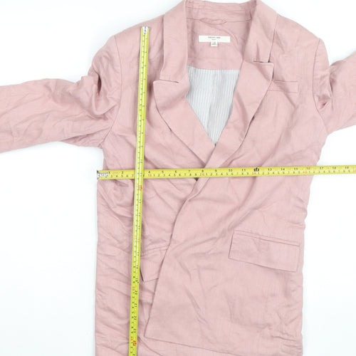 Next Women Pink Linen Blend Single-Breasted Blazer UK 10