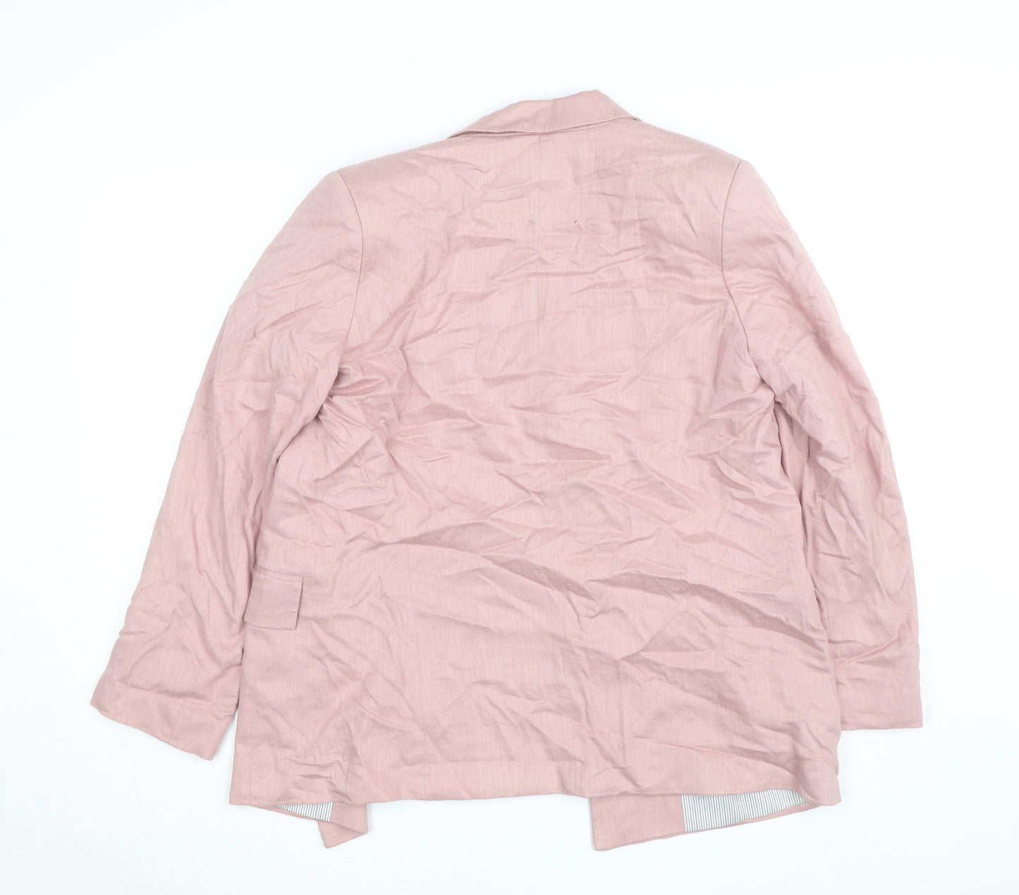 Next Women Pink Linen Blend Single-Breasted Blazer UK 10