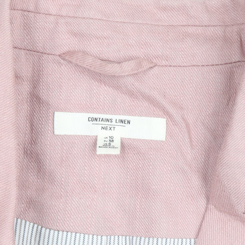 Next Women Pink Linen Blend Single-Breasted Blazer UK 10