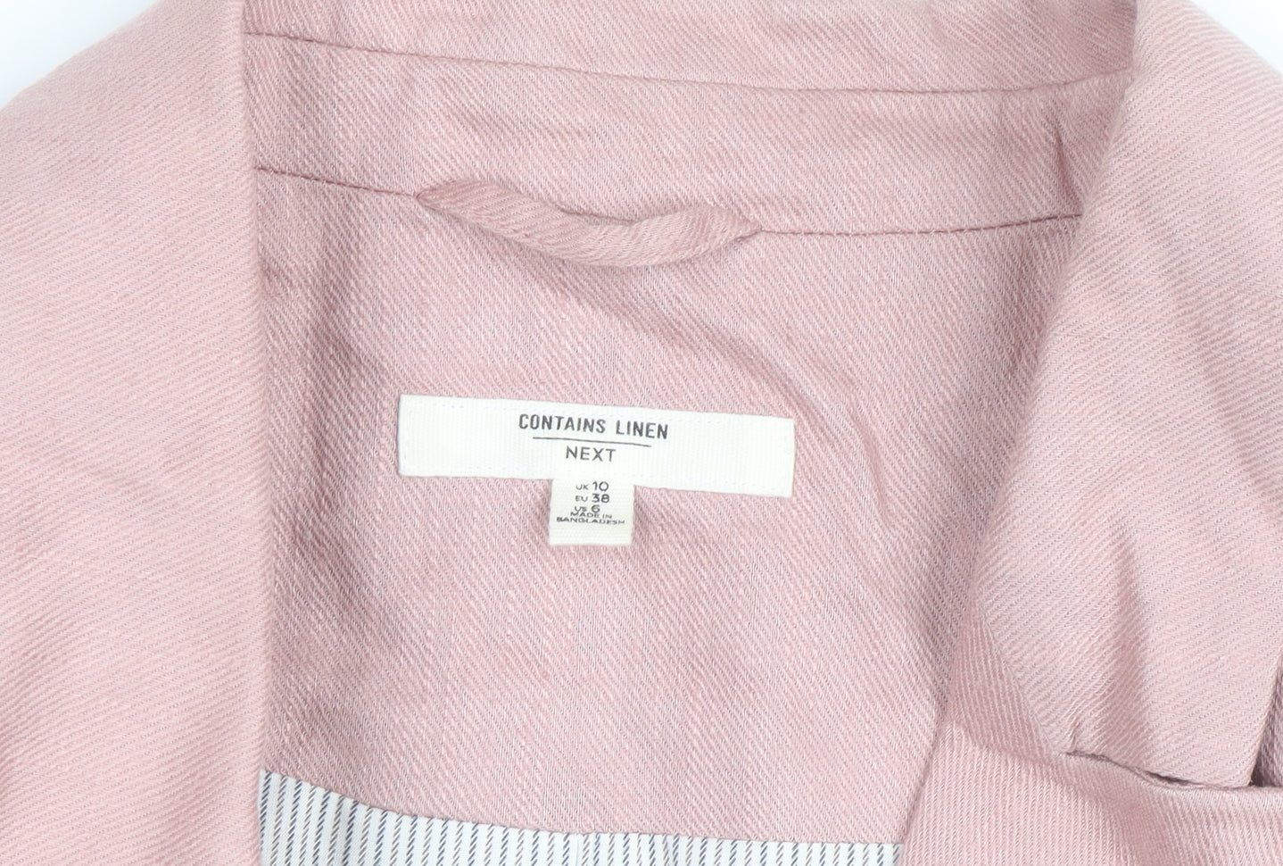 Next Women Pink Linen Blend Single-Breasted Blazer UK 10