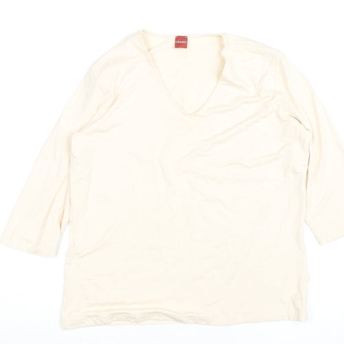 Olsen Women's Ivory V-Neck 3/4 Sleeve Jersey T-Shirt Size 16
