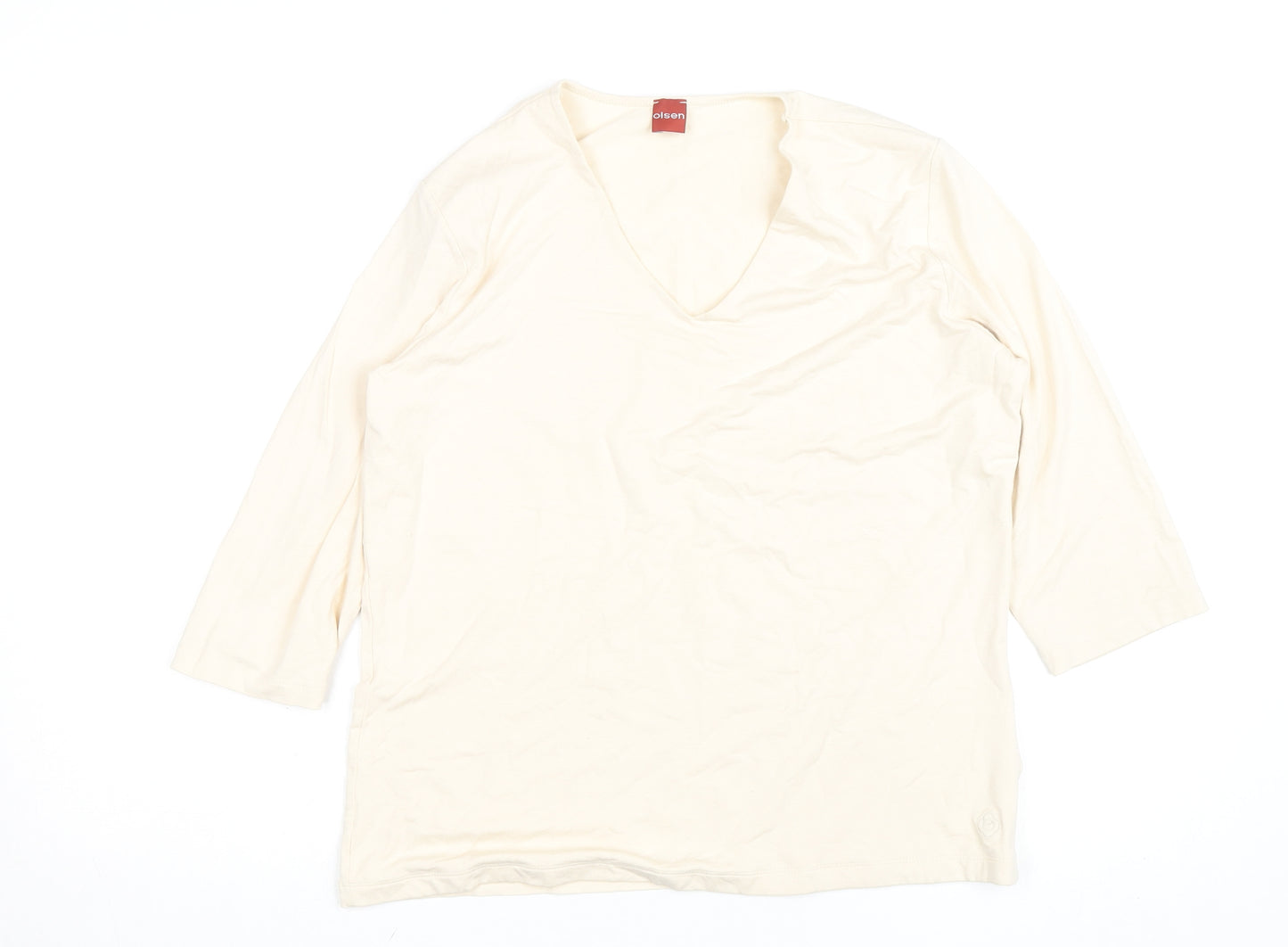 Olsen Women's Ivory V-Neck 3/4 Sleeve Jersey T-Shirt Size 16