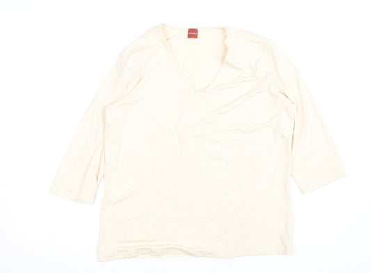 Olsen Women's Ivory V-Neck 3/4 Sleeve Jersey T-Shirt Size 16