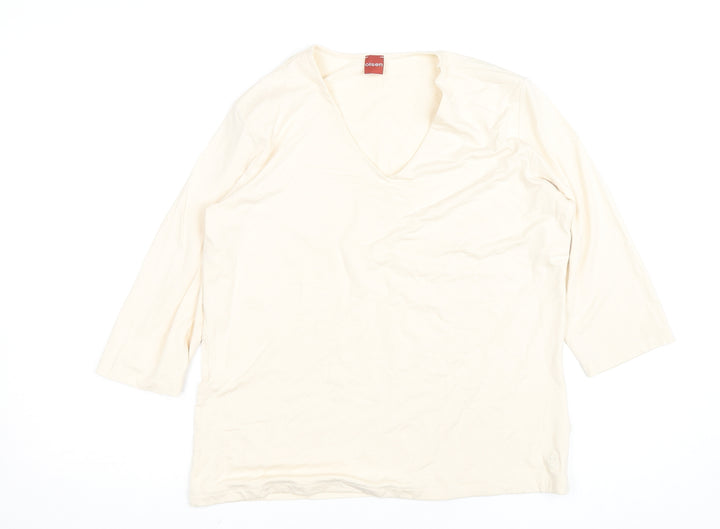 Olsen Women's Ivory V-Neck 3/4 Sleeve Jersey T-Shirt Size 16