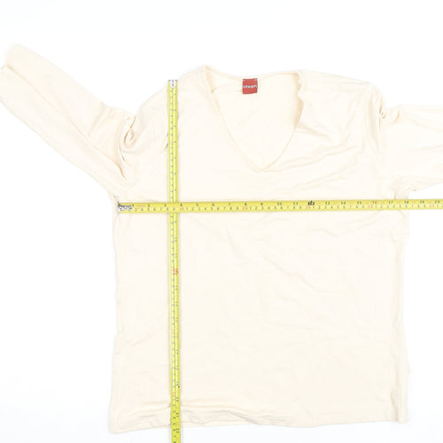 Olsen Women's Ivory V-Neck 3/4 Sleeve Jersey T-Shirt Size 16