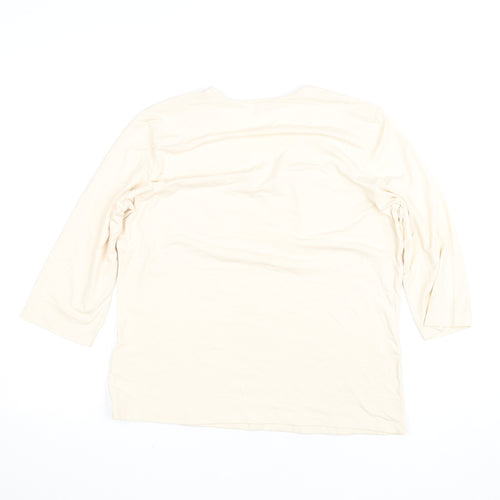 Olsen Women's Ivory V-Neck 3/4 Sleeve Jersey T-Shirt Size 16