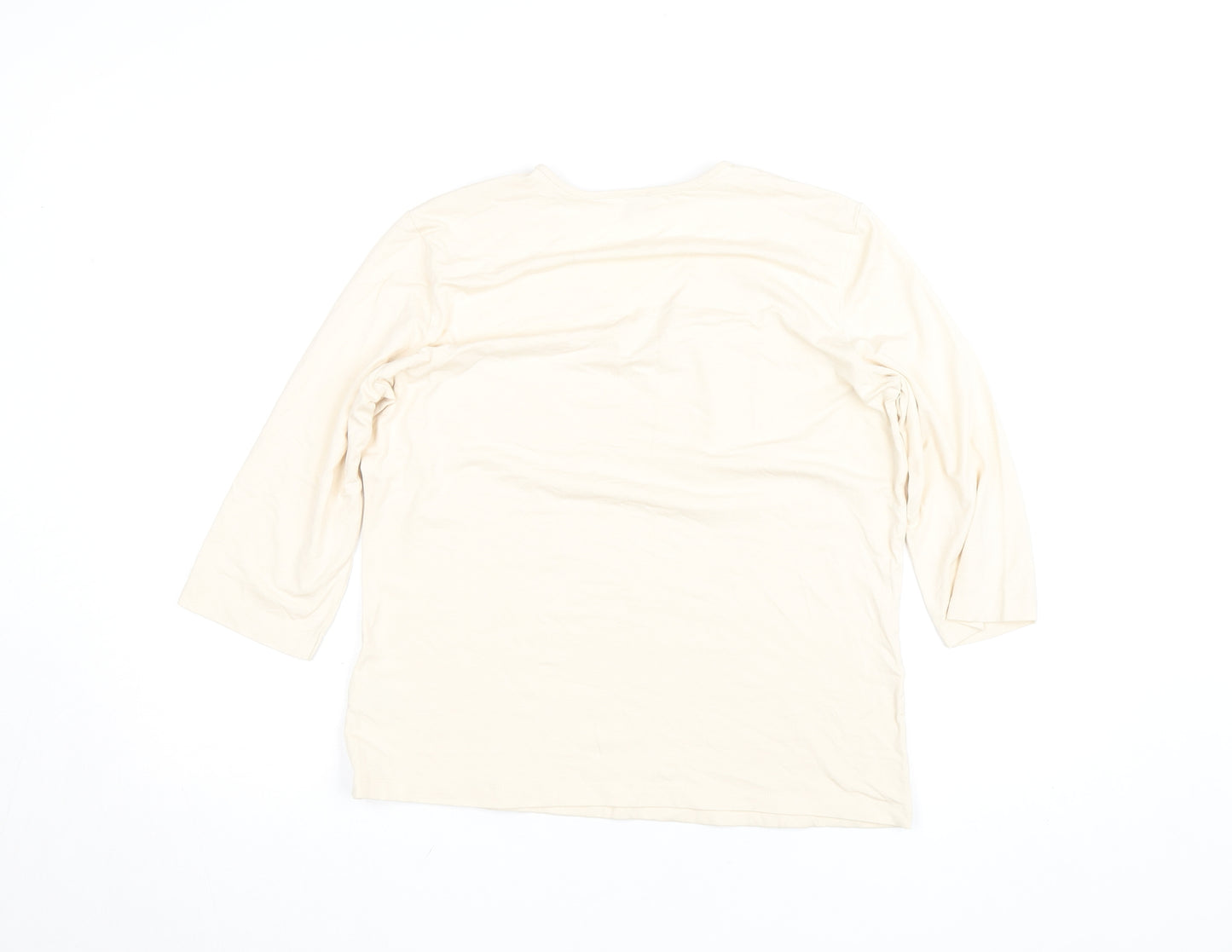 Olsen Women's Ivory V-Neck 3/4 Sleeve Jersey T-Shirt Size 16