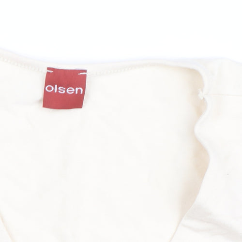 Olsen Women's Ivory V-Neck 3/4 Sleeve Jersey T-Shirt Size 16