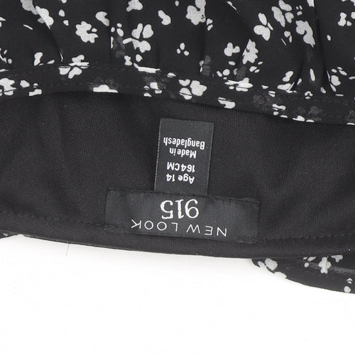 New Look 915 Girls Black Floral Cropped Top Age 14 Years Long Sleeve