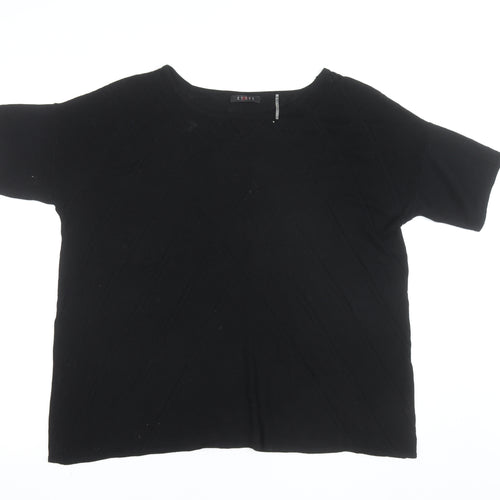 CYRUS Women's Black Knit Short Sleeve Crew Neck Top XL