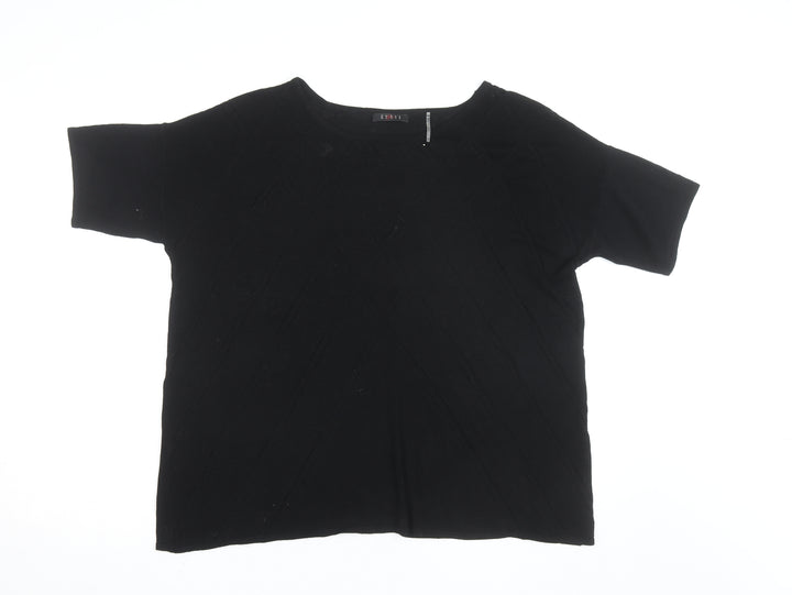 CYRUS Women's Black Knit Short Sleeve Crew Neck Top XL