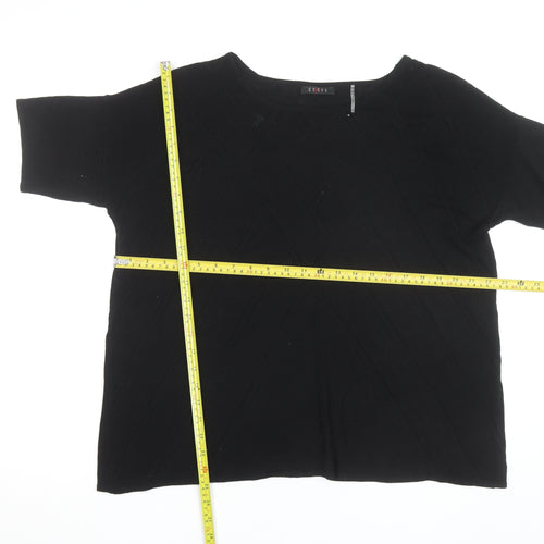 CYRUS Women's Black Knit Short Sleeve Crew Neck Top XL