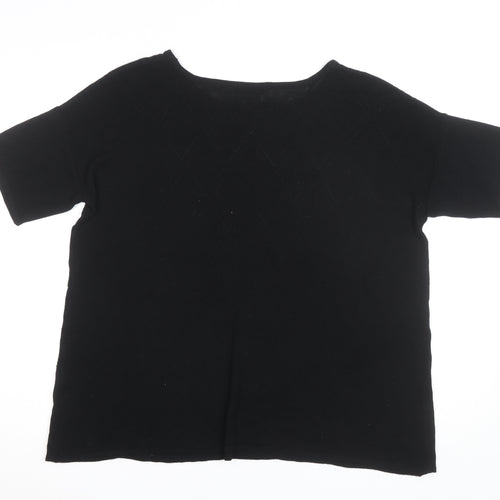 CYRUS Women's Black Knit Short Sleeve Crew Neck Top XL