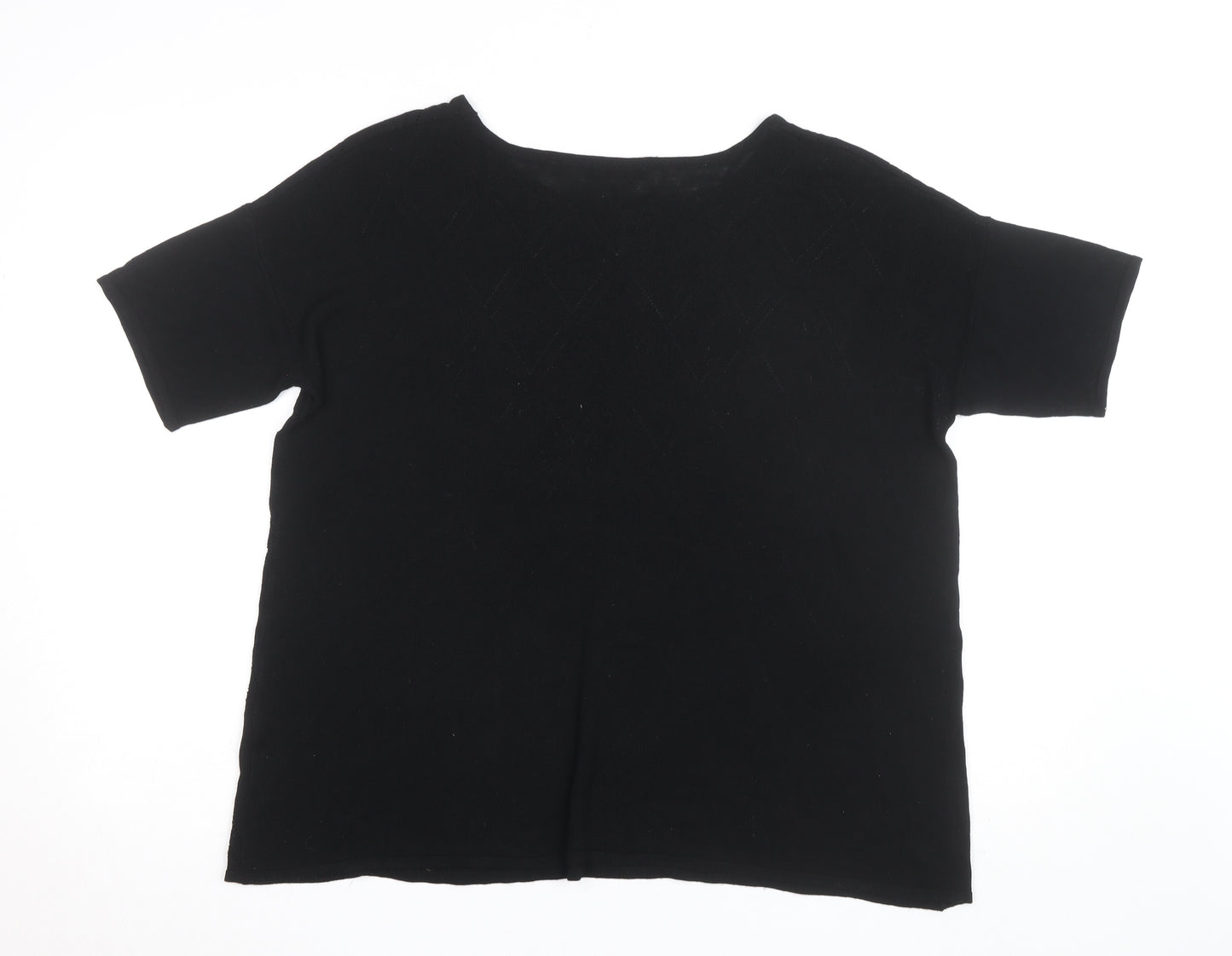 CYRUS Women's Black Knit Short Sleeve Crew Neck Top XL